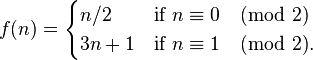 Collatz sequence function